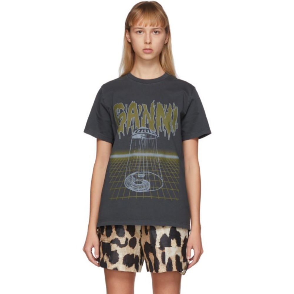 GANNI alien logo tee size M